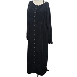 Vintage Kiko 100 Tencel Maxi Dress Medium M Made in USA Black Button Front 90s